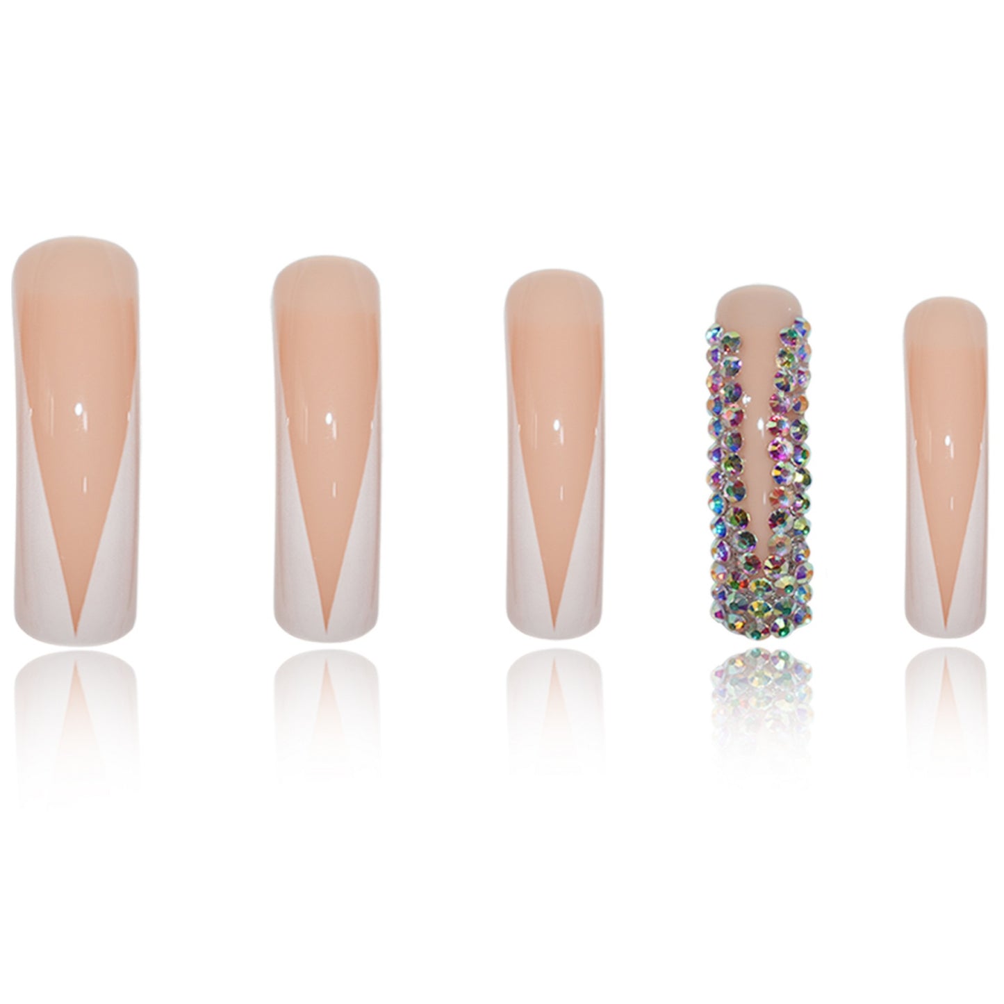Glamorous Stiletto Press-On Nails with Rhinestone Accents Acalora