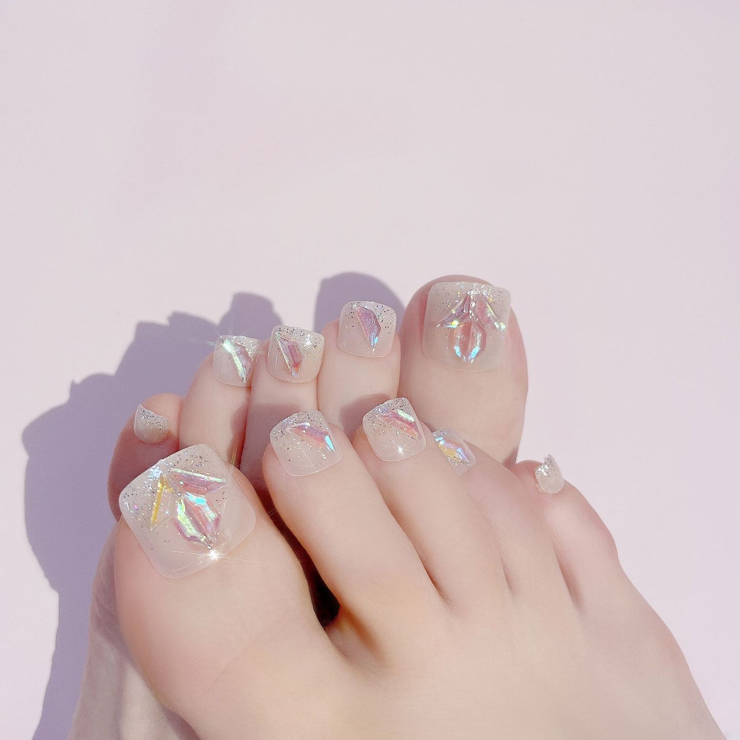 Decorative Rhinestone Press-On Toenail Set Acalora