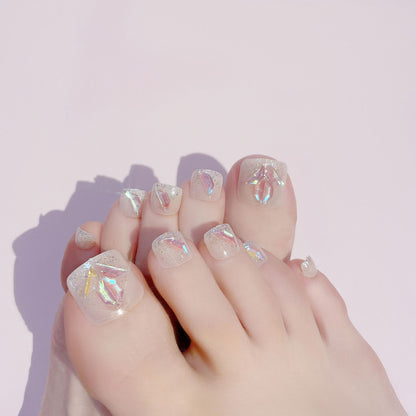 Decorative Rhinestone Press-On Toenail Set Acalora