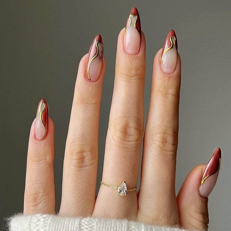 Artistic Nail Art Set with Elegant Swirl Design Acalora