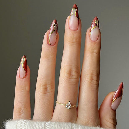 Artistic Nail Art Set with Elegant Swirl Design Acalora