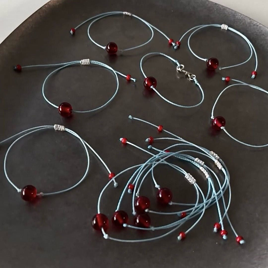 Adjustable Cord and Gemstone Bracelet Acalora