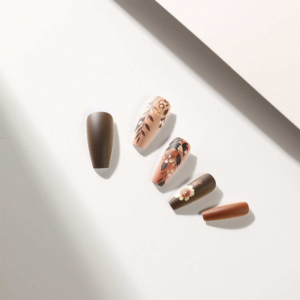 Fake Nail Set with Elegant Floral Designs Acalora