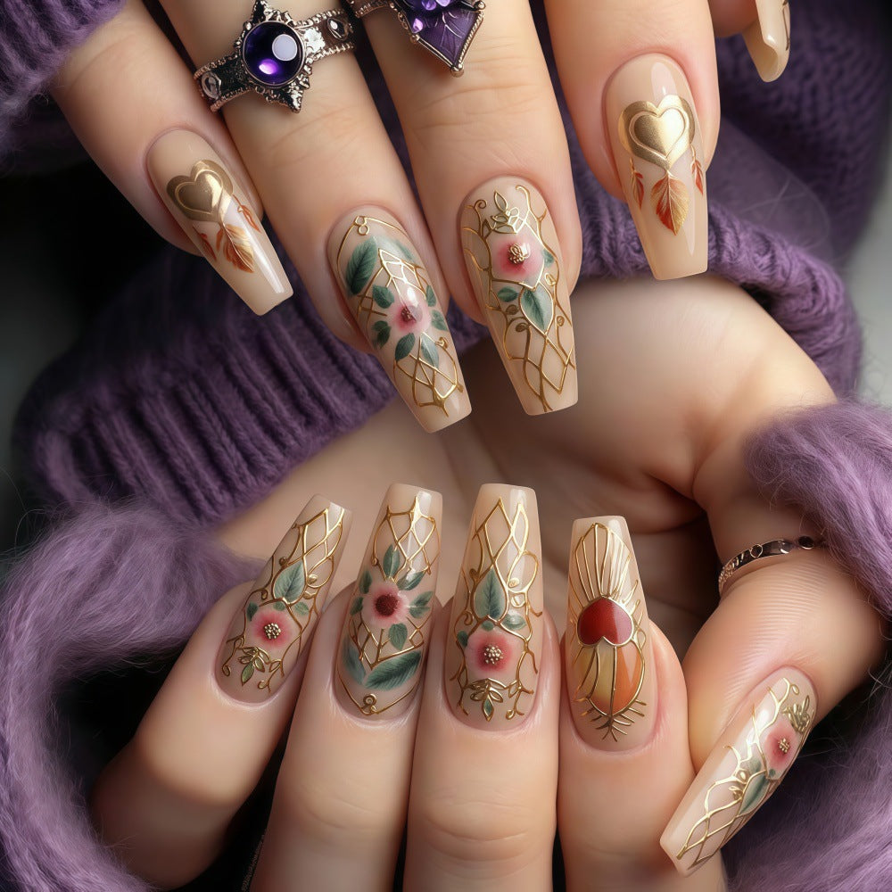 Creative artificial nails with floral and romantic design Acalora