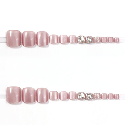 Decorative Rhinestone-Studded Press-On Toenail Set Acalora