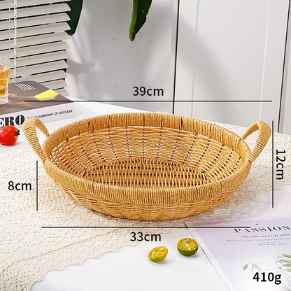 Handwoven Round Serving Basket Acalora