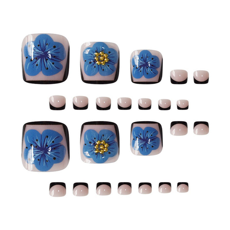Decorative Floral Press-On Toenails Acalora