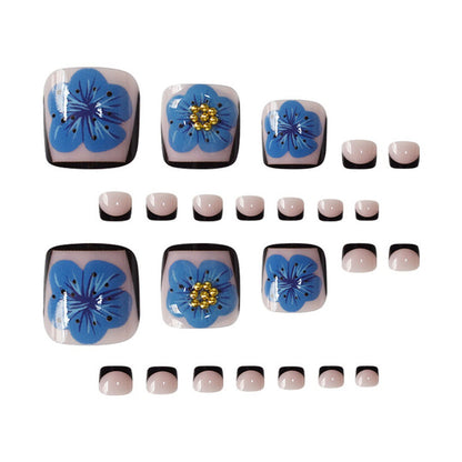 Decorative Floral Press-On Toenails Acalora