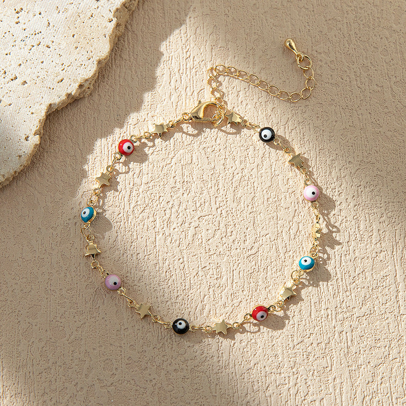 Colorful Beaded Charm Anklet Acalora