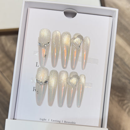 Stiletto Press-On Nail Extensions with Crystal Accents Acalora