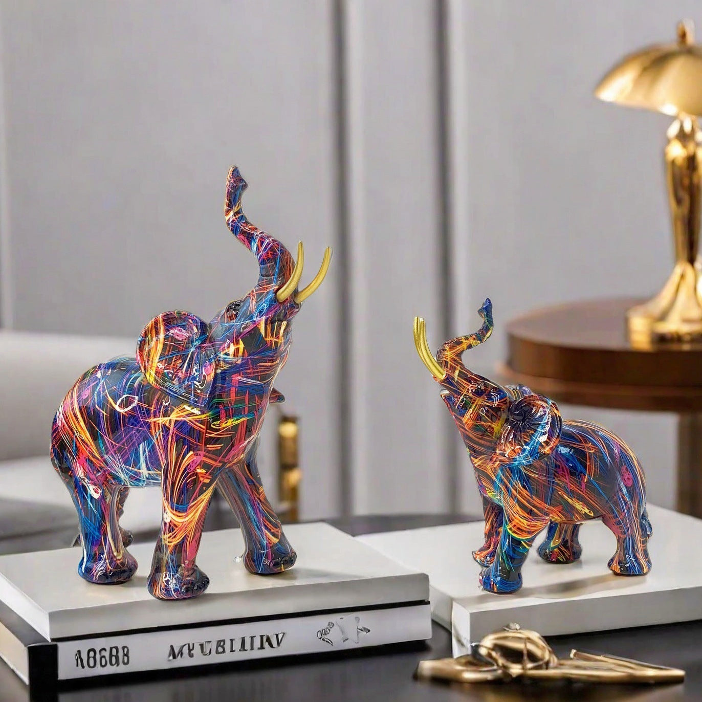 Creative elephant figurine with colorful design Acalora