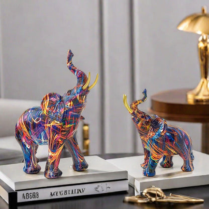 Creative elephant figurine with colorful design Acalora