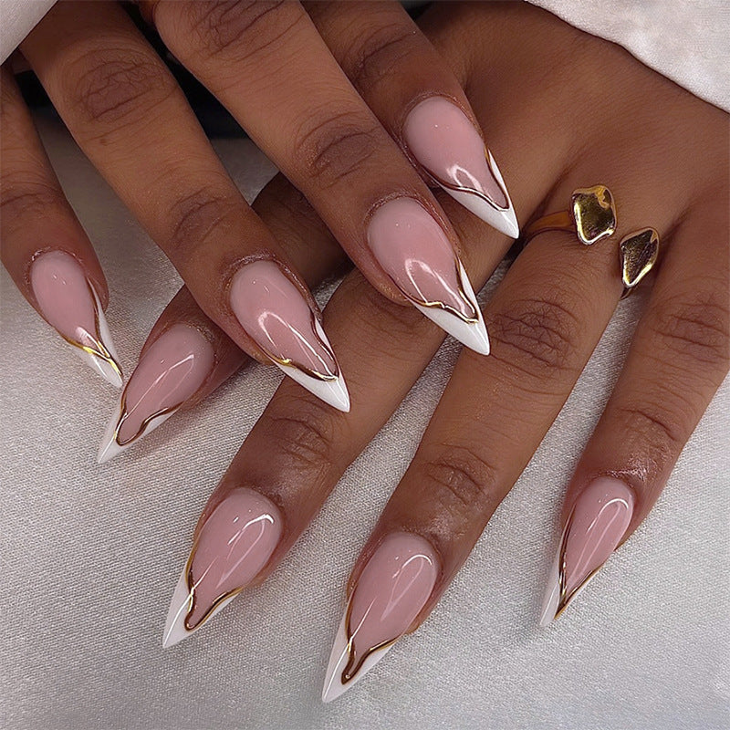 Premium Artistic Press-On Nail Set with Elegant Design Acalora