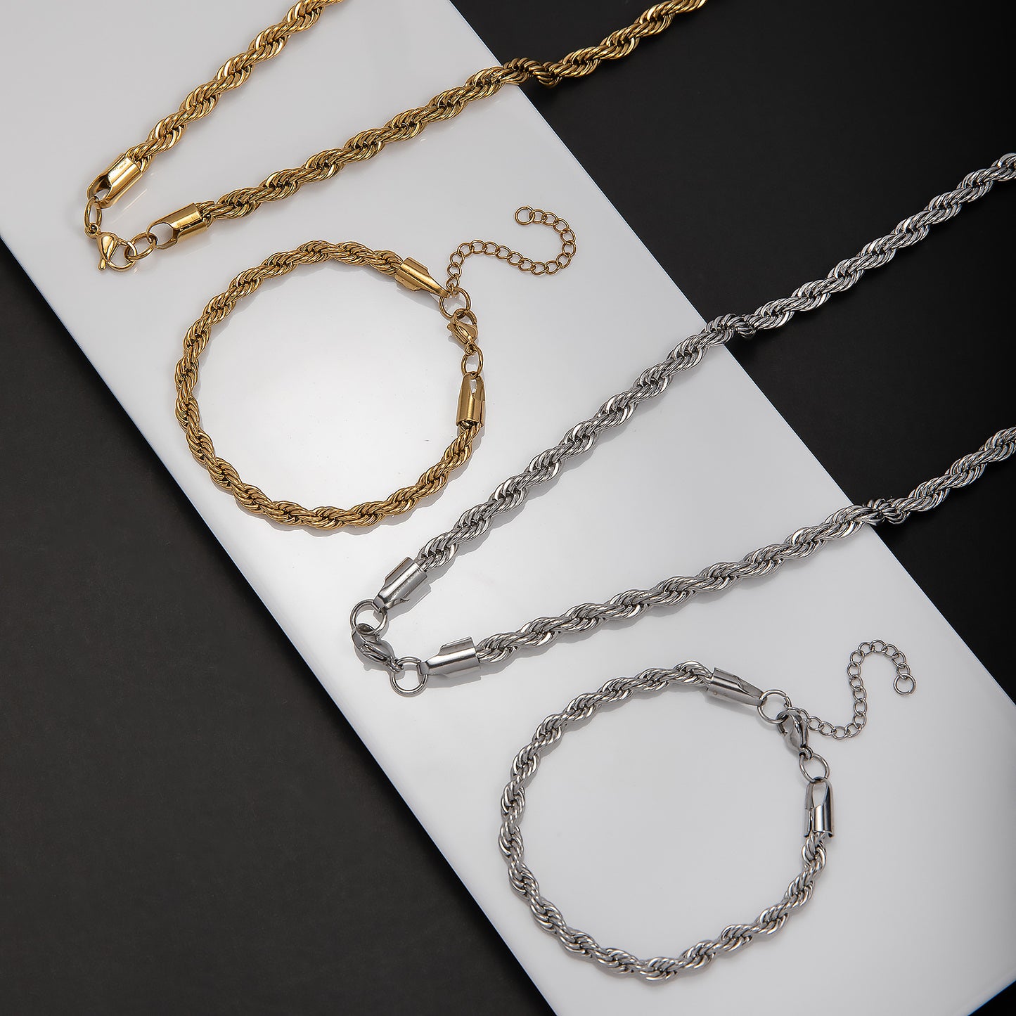 Braided Rope Chain Jewelry Set Acalora