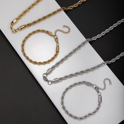 Braided Rope Chain Jewelry Set Acalora
