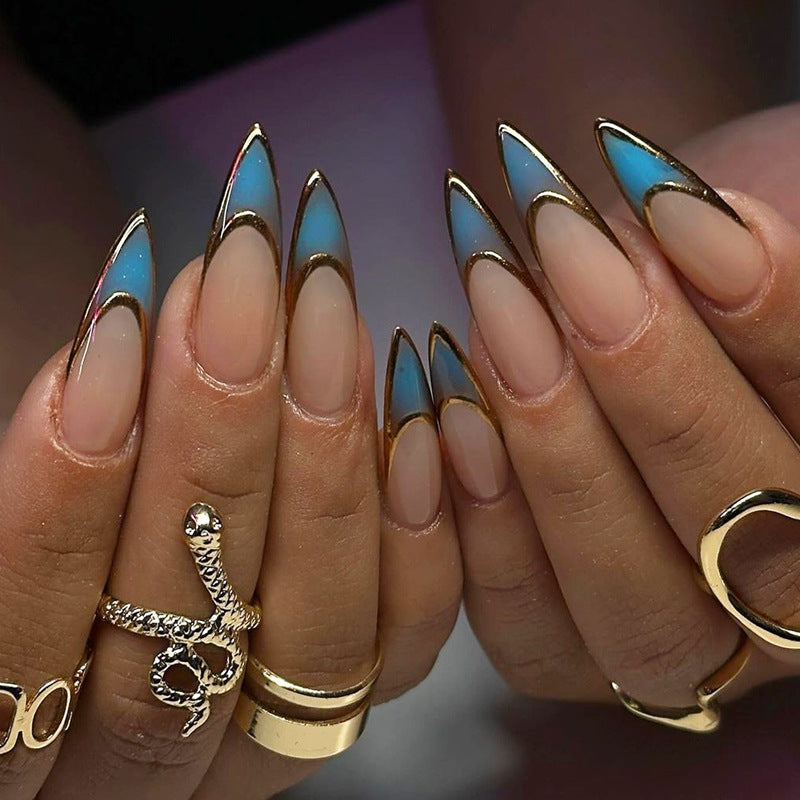 Creative Press-On Nail Set with Elegant Artistic Designs Acalora