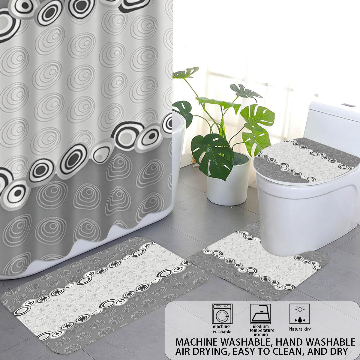 Abstract Design Four-Piece Digital Bathroom Set