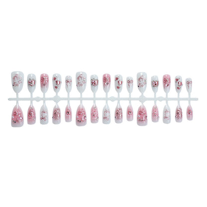 Decorative Press-On Nail Art Set with Elegant Floral and Gem Accents Acalora