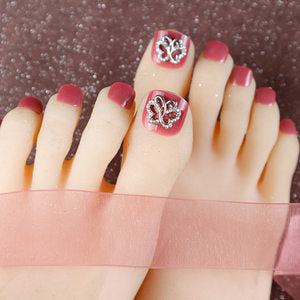 Premium Decorative Press-On Toenails with Crystal Accents Acalora