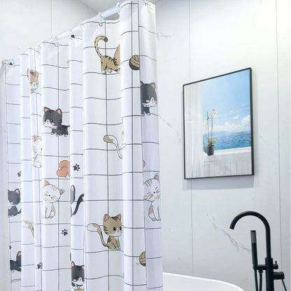 Elegant Leaf Print Bathroom Shower Curtain