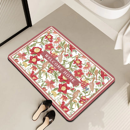 Vintage Floral Pattern Bath Mat Acalora