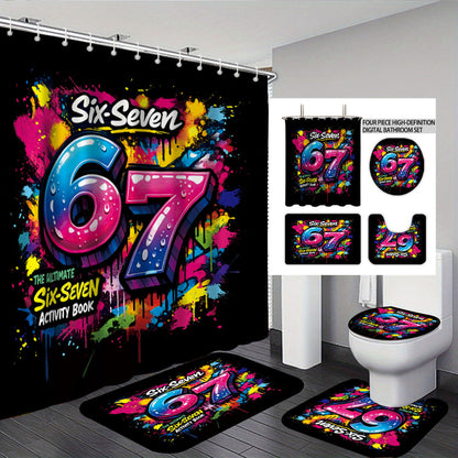 Digital Art-Themed Four-Piece Bathroom Set