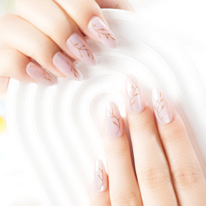 Elegant Botanical Press-On Nail Art Acalora