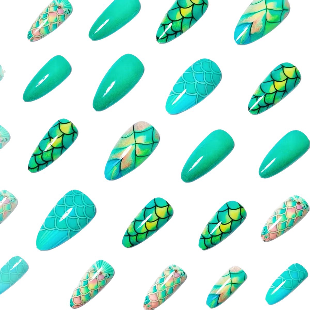 Artistic Mermaid-Scale Nail Art Acalora