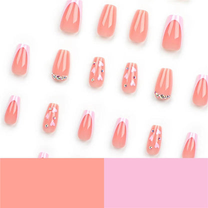 Elegant Long Press-On Nail Set with Rhinestone Accents Acalora