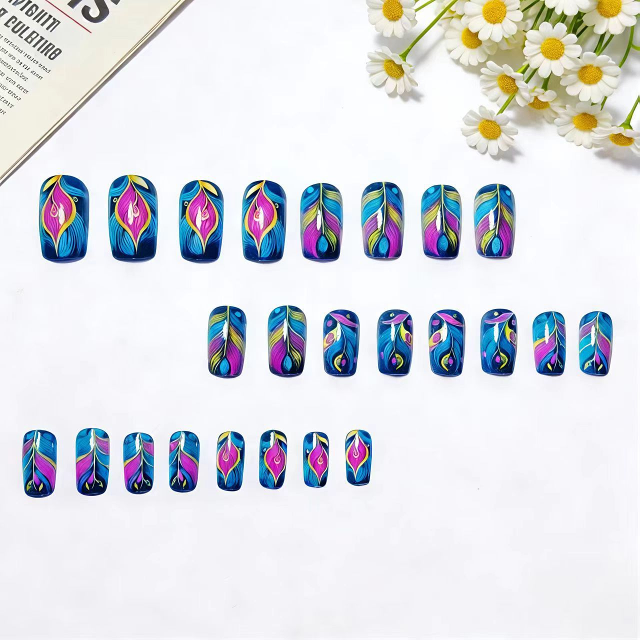 Feather-Inspired Art Nail Wraps Acalora