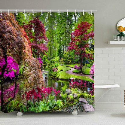 Scenic Garden Print Shower Curtain
