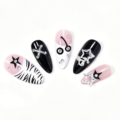 Decorative Press-On Nail Art Tips with Unique Accents Acalora