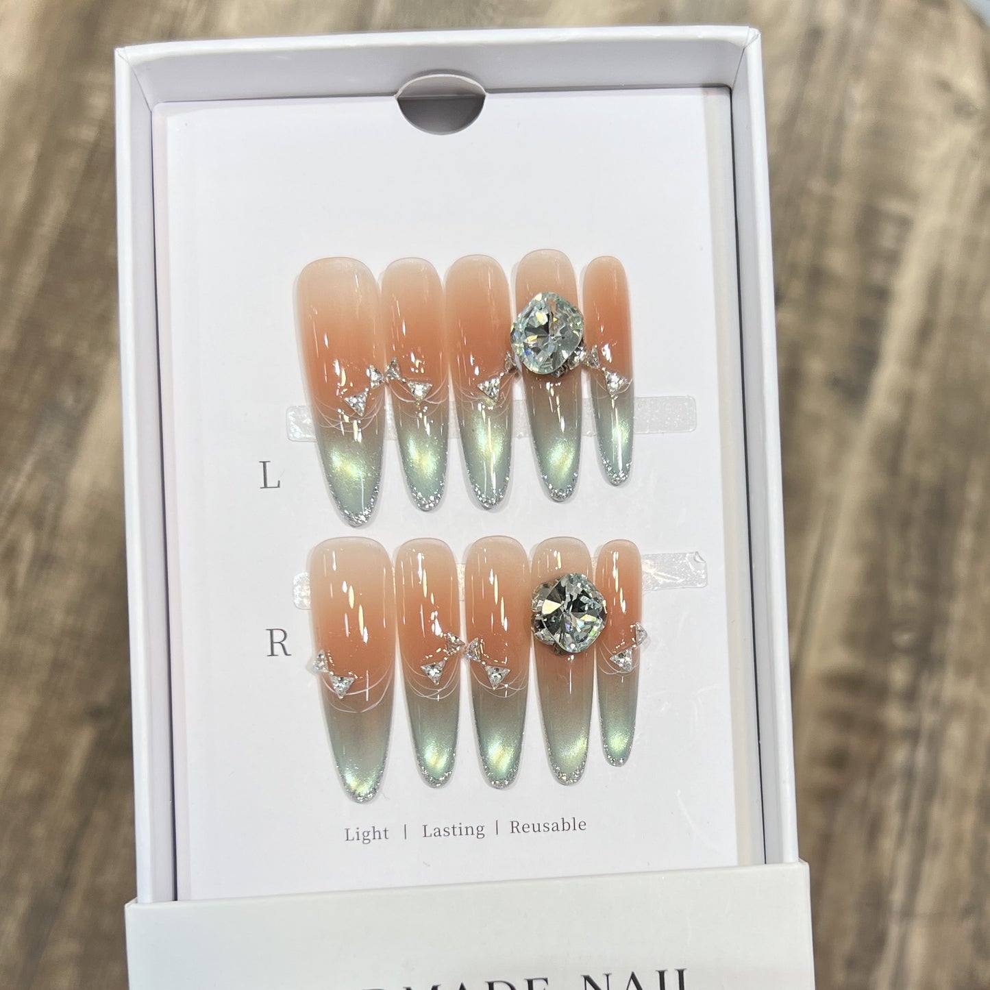 Elegant Stiletto Press-On Nail Art Set with Jewel Accents Acalora