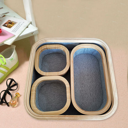 Storage basket set with bamboo frame and fabric inserts Acalora