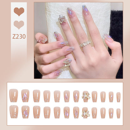 Acrylic Nail Set with Glitter and 3D Butterfly Decorations Acalora