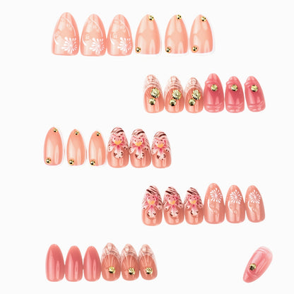 Elegant Floral Embellished Press-On Nail Set Acalora