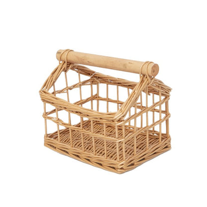 Handcrafted storage basket with wooden handle Acalora