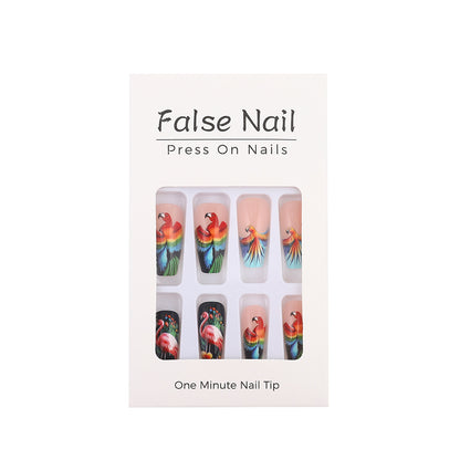 Artificial Nails Set with Tropical Bird Design Acalora