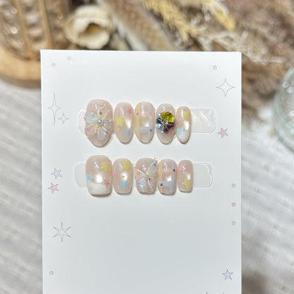 Decorative Press-On Nail Art Set with Gem Accents Acalora