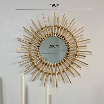 Playful Wall Mirror Made of Rattan Acalora