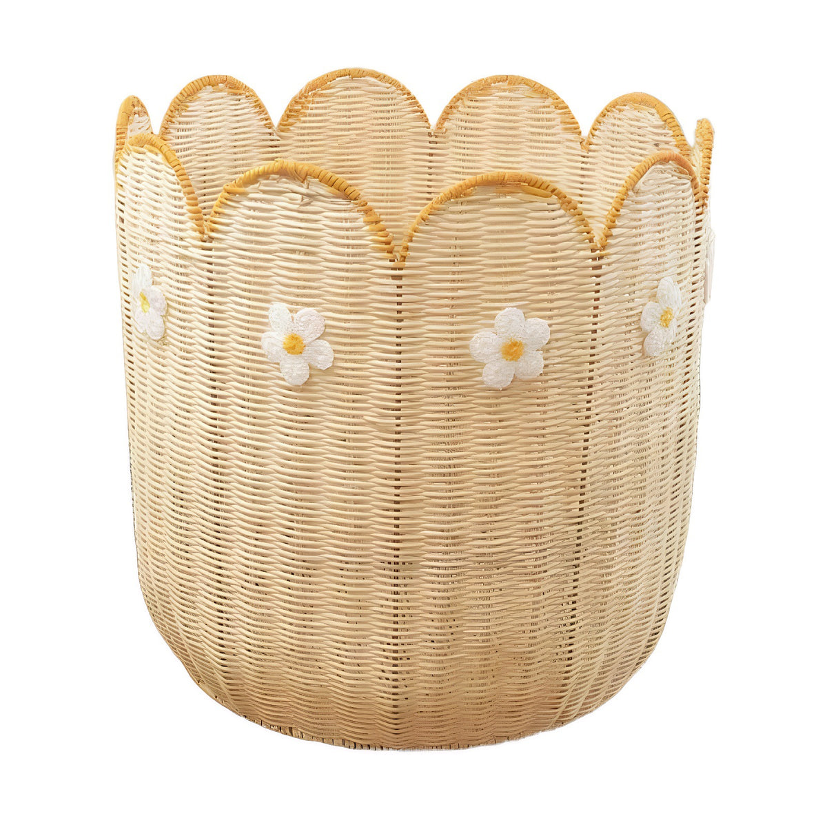 Decorative Scalloped Edge Woven Basket Acalora