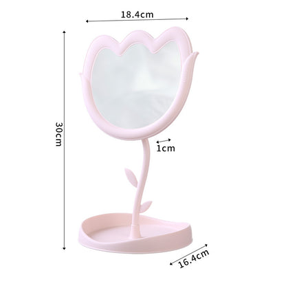 Floral-Themed Tabletop Vanity Mirror