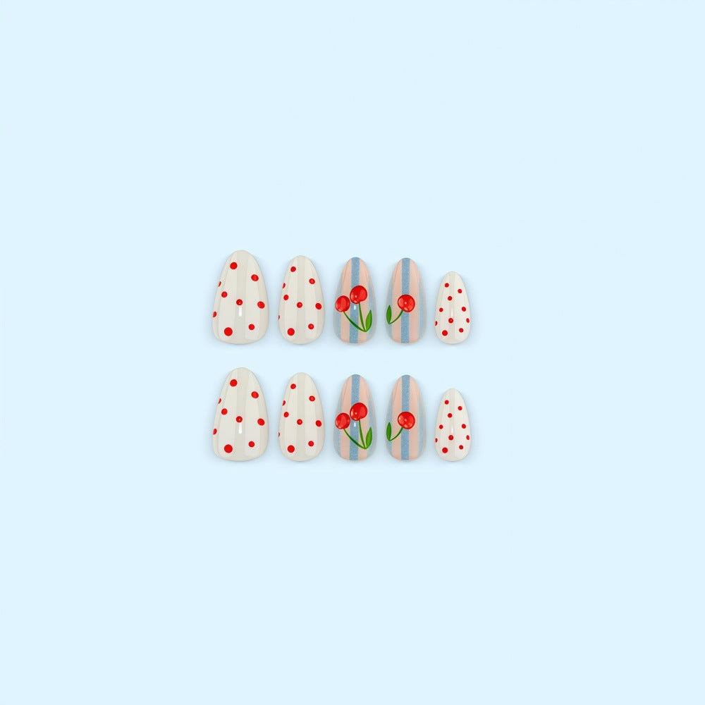 Artificial nails with fruity cherry design Acalora