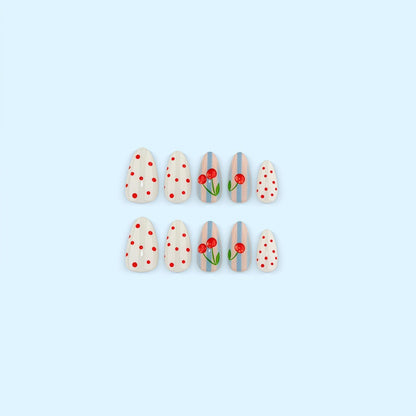 Artificial nails with fruity cherry design Acalora