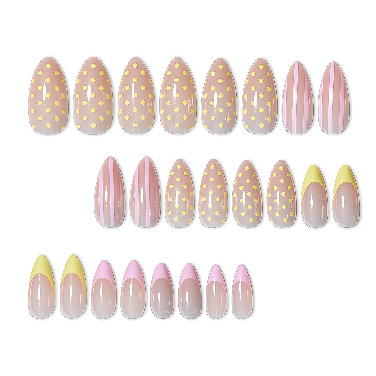 Decorative Polka Dot and Gradient Press-On Nails Acalora