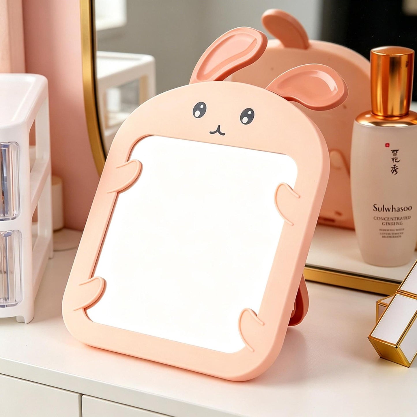 Cute Bunny-Themed Handheld Mirror