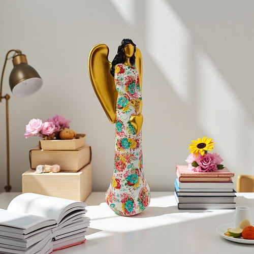 Engel Statue with Flower Pattern Acalora