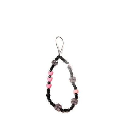 Playful Heart and Flower Bead Phone Charm Acalora