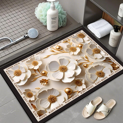 Floral Patterned Comfort Bath Mat Acalora