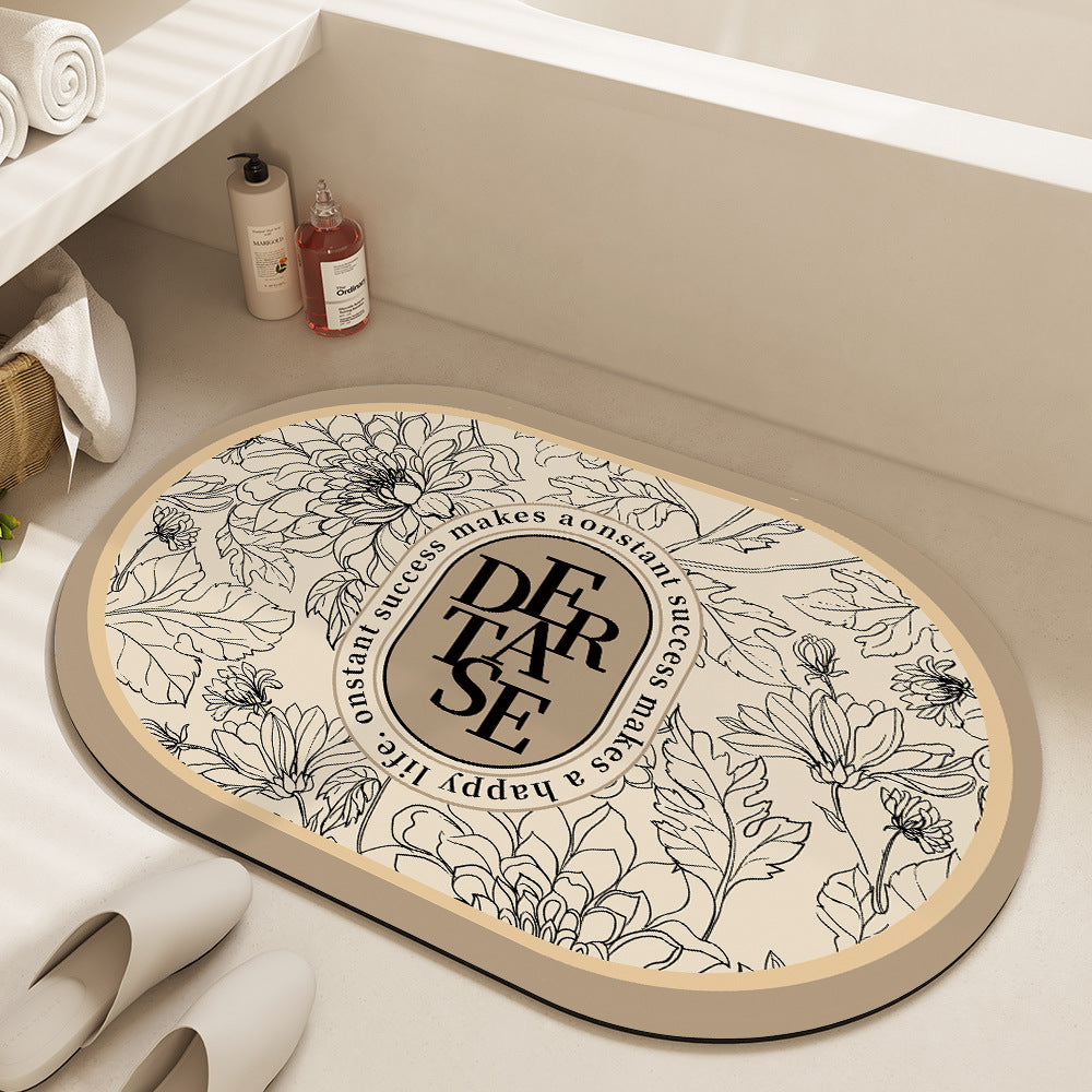 Floral Patterned Bath Mat Acalora